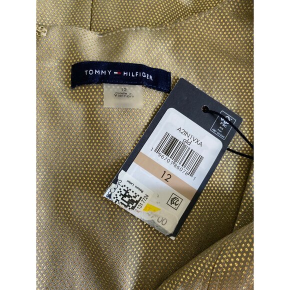 Tommy Hilfiger NWT $149 Gold Metallic Fit & Flare Mini Dress, Women’s Size 12 - Picture 10 of 13
